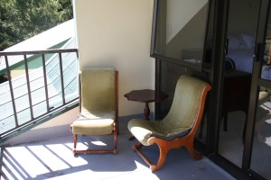 Balcony off the Master Bedroom...more garage sale finds make this such a great morning coffee spot.